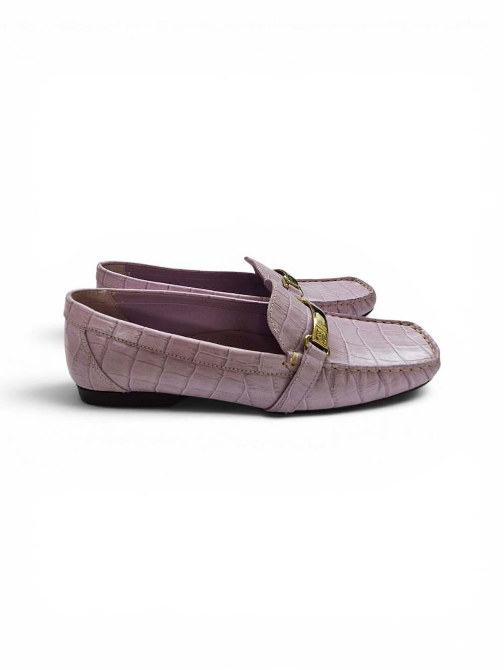 Lauren Ralph Lauren Margaret Leather Croc Embossed Loafer In Lilac Purple Size 8 - Picture 4 of 12
